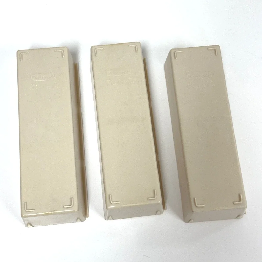 Set of 3 Rubbermaid  Vintage Interlocking Drawer Organizer Bins Beige USA #2915